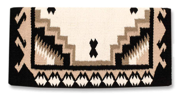 1438-4 Mayatex Haymaker Wool Blanket-38x34 BLACK CREAM SAND