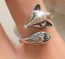 925 Sterling Silvery Fox Ring