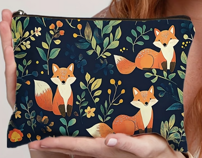Fox Print Zippered Bag