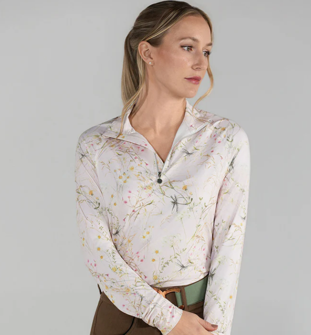 Dapplebay Dragonfly Meadow 1/4 Zip LS Riding Top-Light Pink