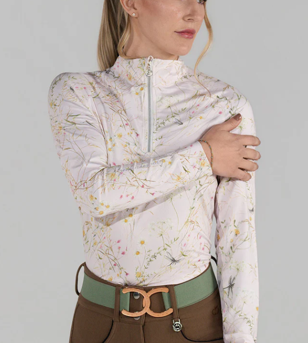 Dapplebay Dragonfly Meadow 1/4 Zip LS Riding Top-Light Pink