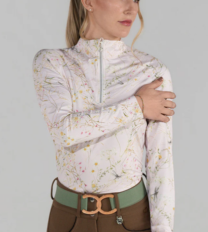 Dapplebay Dragonfly Meadow 1/4 Zip LS Riding Top-Light Pink
