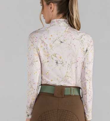 Dapplebay Dragonfly Meadow 1/4 Zip LS Riding Top-Light Pink