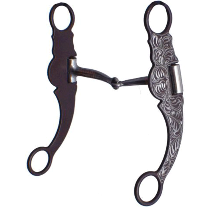 Stainless Steel Snaffle Bit with Brown Steel Cheeks