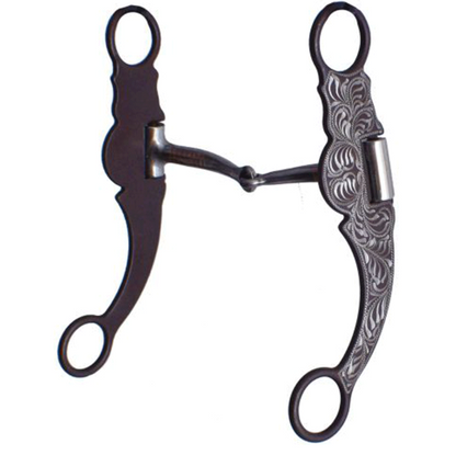 Stainless Steel Snaffle Bit with Brown Steel Cheeks