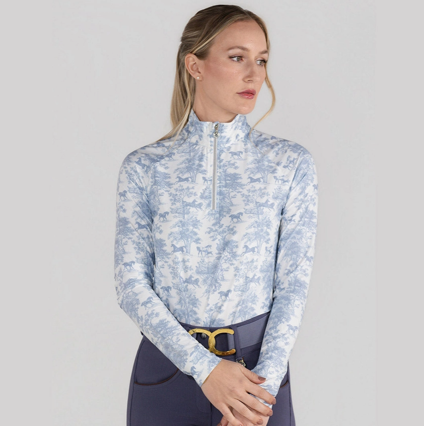 Dapplebay Equestrian Toile 1/4 Zip Ls Riding Top-Moonrise