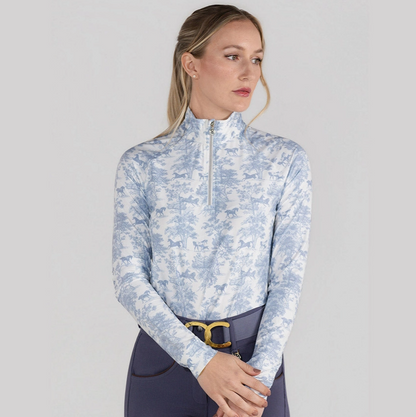 Dapplebay Equestrian Toile 1/4 Zip Ls Riding Top-Moonrise
