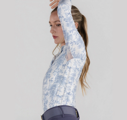 Dapplebay Equestrian Toile 1/4 Zip Ls Riding Top-Moonrise