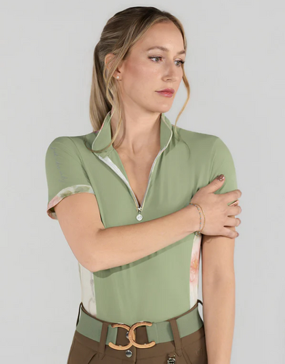 Dapplebay Grace Sage 1/4 Zip short sleeve Riding Top