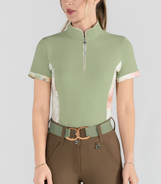 Dapplebay Grace Sage 1/4 Zip short sleeve Riding Top