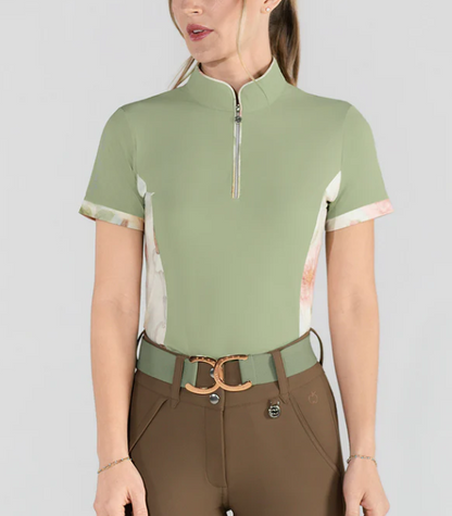 Dapplebay Grace Sage 1/4 Zip short sleeve Riding Top