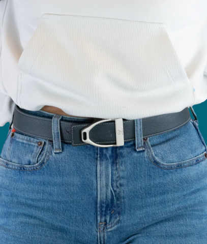 Dreamers & Schemers ManeJane Navy/Taupe Reversible Leather Belt Strap
