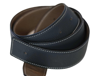Dreamers & Schemers ManeJane Navy/Taupe Reversible Leather Belt Strap