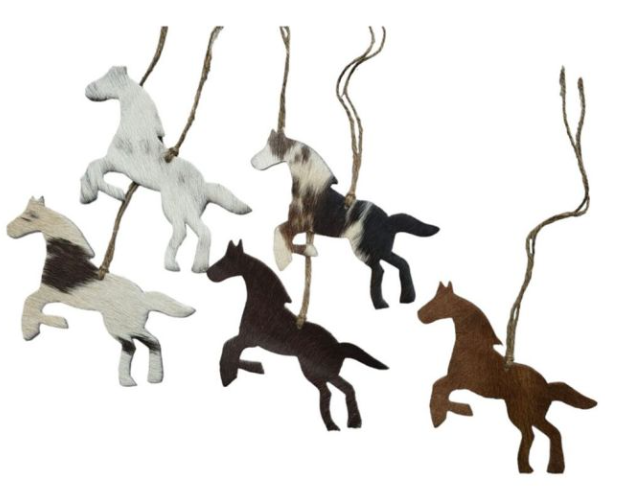Cowhide Western Leather Christmas Ornaments - Running Horse