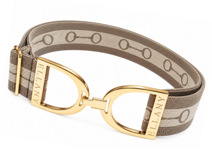 Ellany™ Elastic Belt 1.5" Taupe Taryn with Gold Stirrup LIMITED Collection