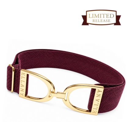 Ellany™ Elastic Belt 1.5" Fig Herringbone with Gold Stirrup LIMITED Collection