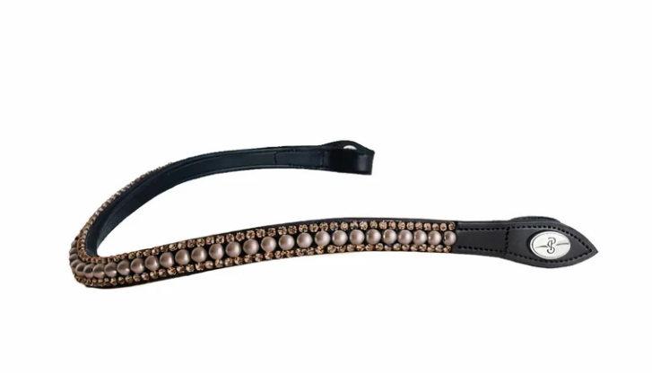 PS of Sweden Browband Classic Pearl Earth Brown - Black Leather