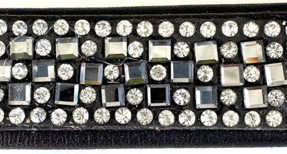 #109 Leather Brow Band w/5 rows middle 3 are Crystal and Gray, Edged in Crystals