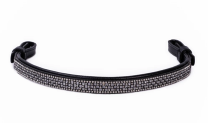 #109 Leather Brow Band w/5 rows middle 3 are Crystal and Gray, Edged in Crystals