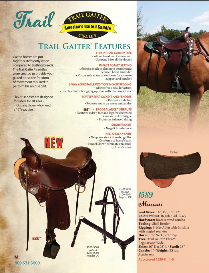USED Circle Y 16" Flex 2 Gaited Western Saddle 16" Dark Oil