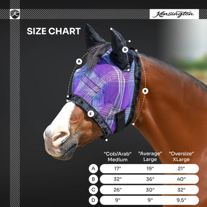 Kensington 73% UV Fly Mask with Web Trim - Soft Mesh Ears & Forelock Opening