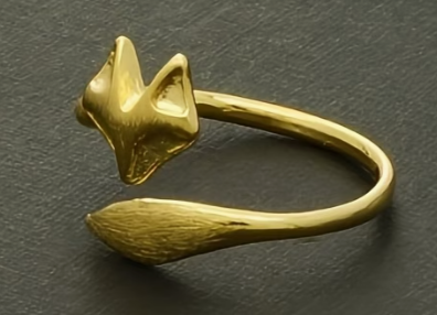 Silver Plated Frosted Fox Ring