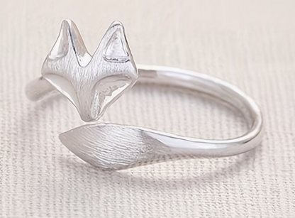 Silver Plated Frosted Fox Ring