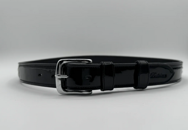 Women's Black Patent Leather Belt w/Diamond Crystal Design