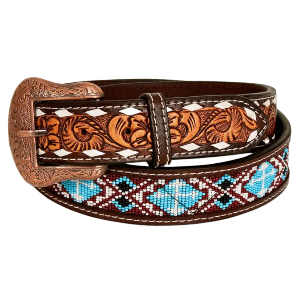 Beaded Symmetry Western Leather Belt