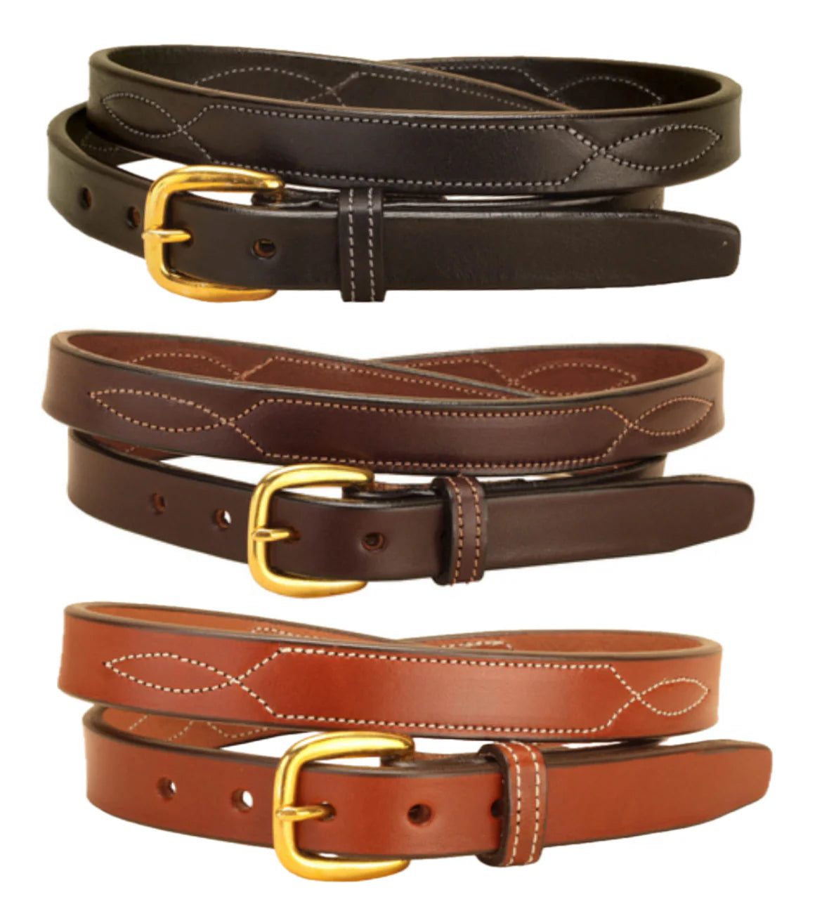 Tory Leather - 1" Havana with Stitched Pattern Belt