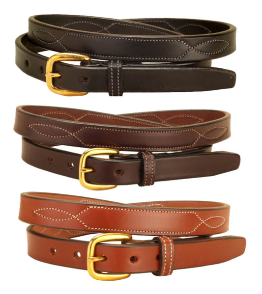 Tory Leather - 1" Havana with Stitched Pattern Belt