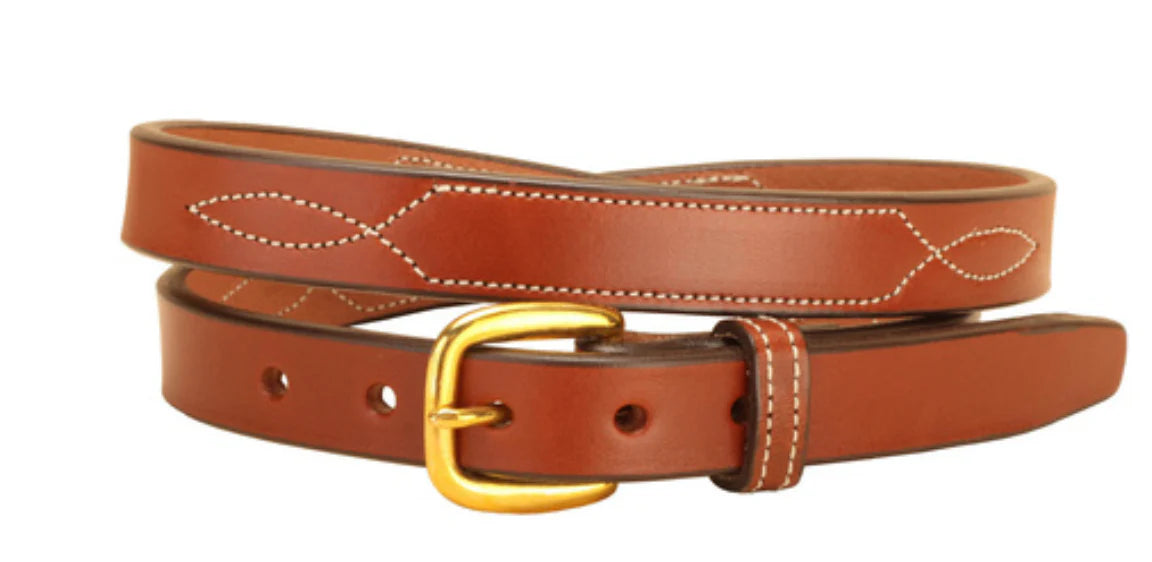 Tory Leather - 1" Havana with Stitched Pattern Belt