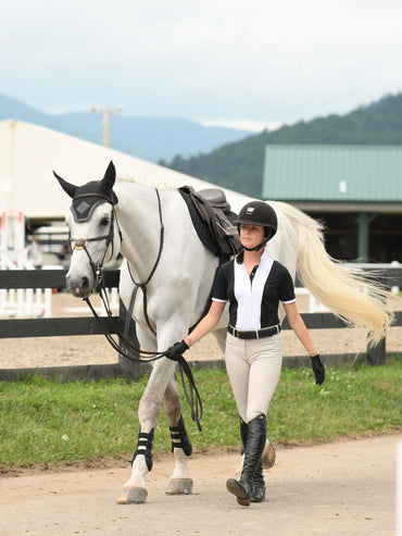 Ladies "Luna II" Black Self-Trim Short Sleeve Performance Show Shirt
