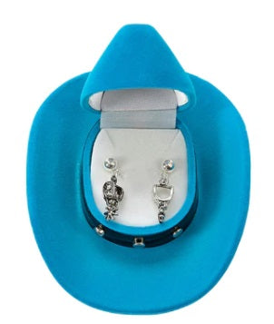 Western Spur Earrings w/Hat Bx