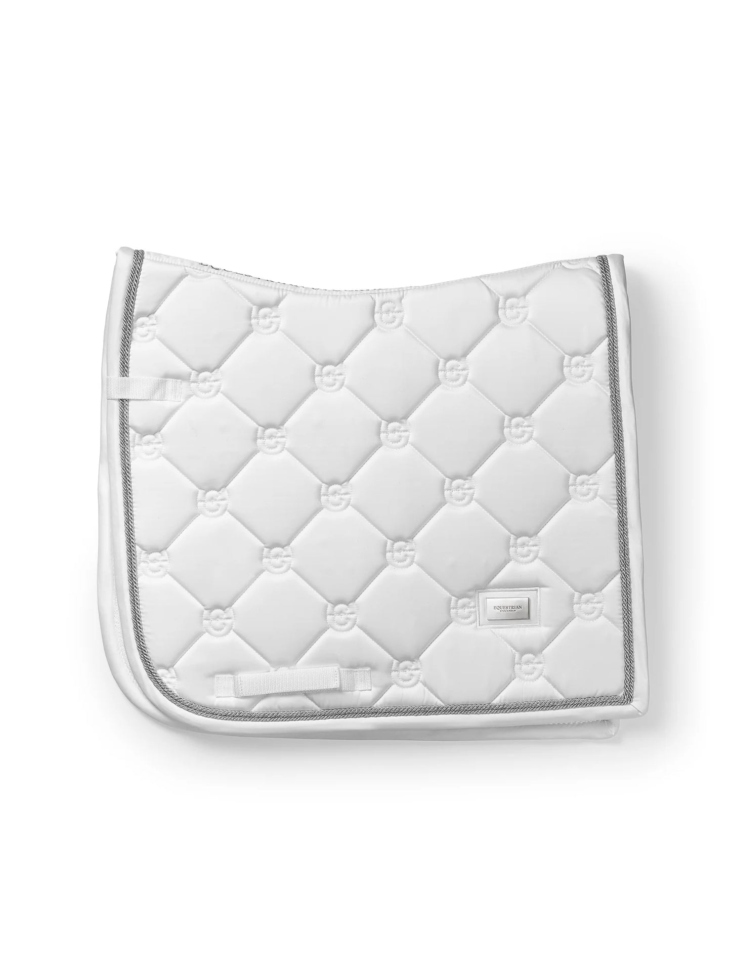 Equestrian Stockholm Dressage Saddle Pad White Perfection Silver - Full