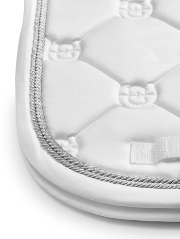 Equestrian Stockholm Dressage Saddle Pad White Perfection Silver - Full