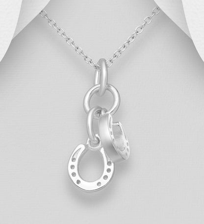 Sterling Silver Double Horseshoe Pendant Necklace