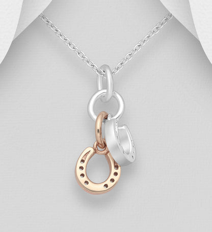 Sterling Silver & Pink Gold Horseshoe Pendant Necklace