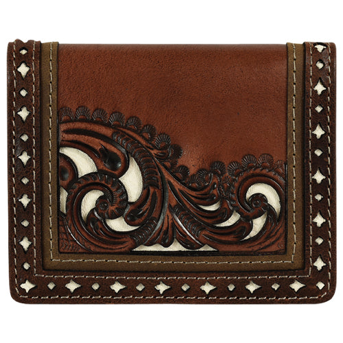 Justin Bi-Fold Card Wallet – Brown with Tooling