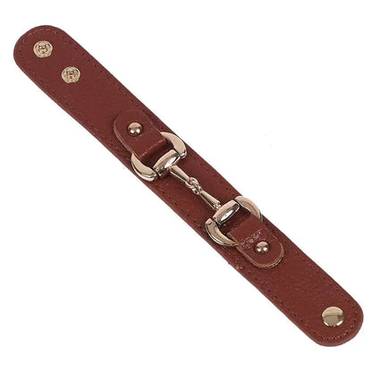 Leather W/Gold Tone Snaffle Bit Bracelet