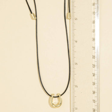 Open Horseshoe Pendant Cord Necklace