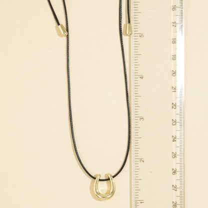 Open Horseshoe Pendant Cord Necklace