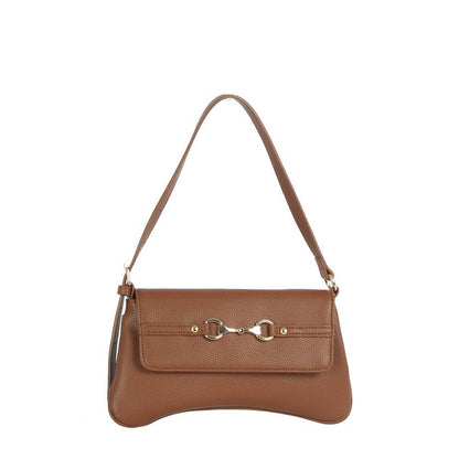 Horsebit Curved Baguette Shoulder Bag