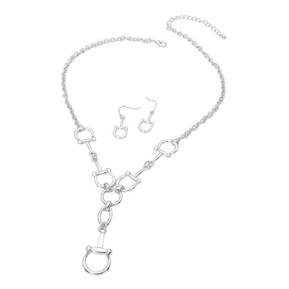 Metal Equestrian Horseshoe Link Necklace