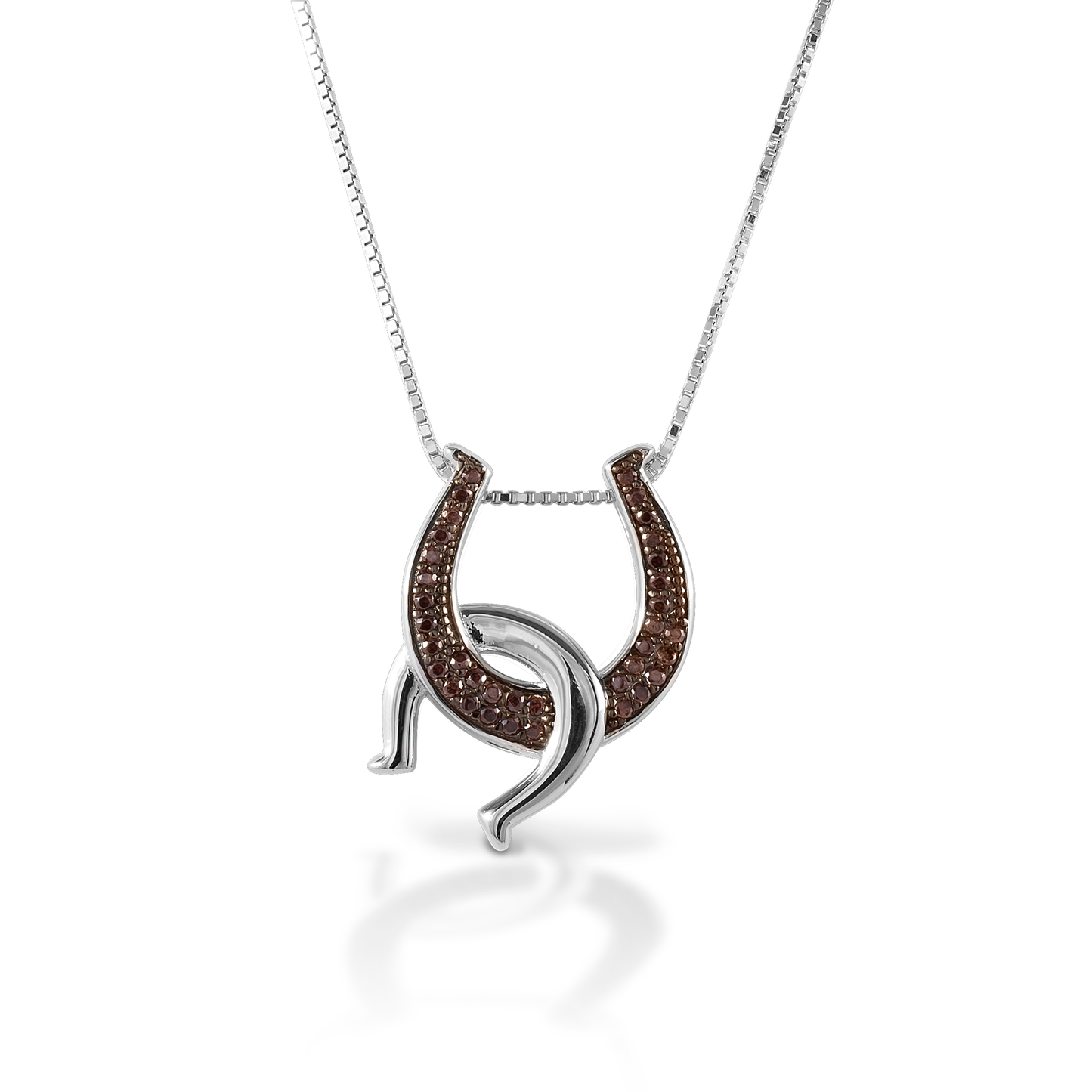 Kelly Herd Cognac Double Horseshoe Necklace—sterling Silver