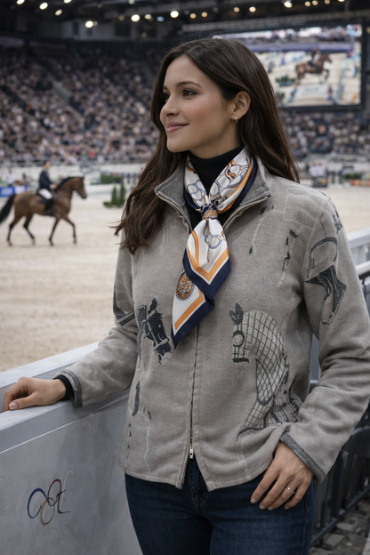 Equestrian Tan / Gray Trotter Reversible Zipper Sweater