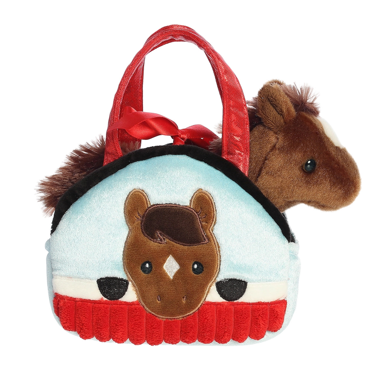 7" Plush Peek-A-Boo Pony in Barn Purse Carrier
