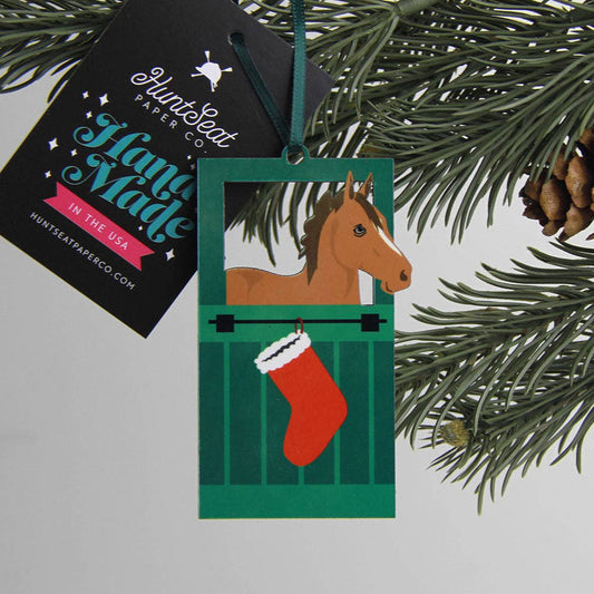 Hunt Seat Paper Chestnut Horse Barn Door Ornament