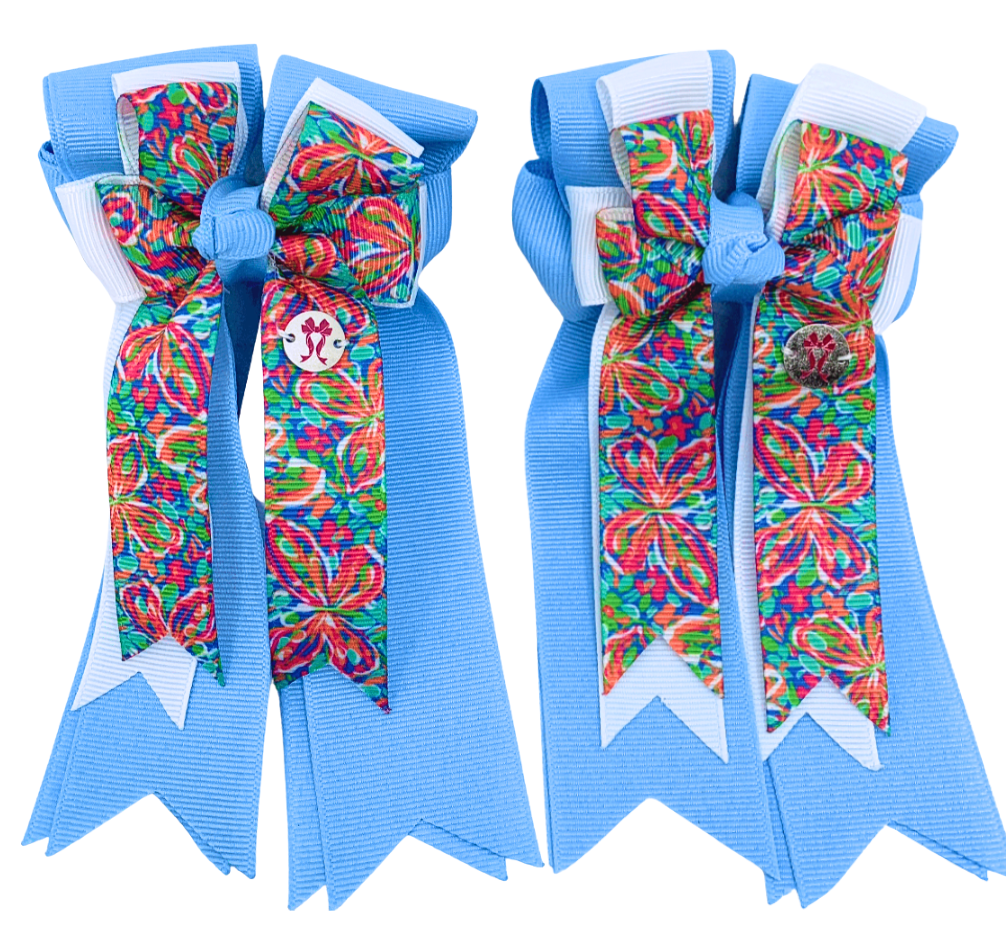 PonyTail Bows- Blue Butterfly