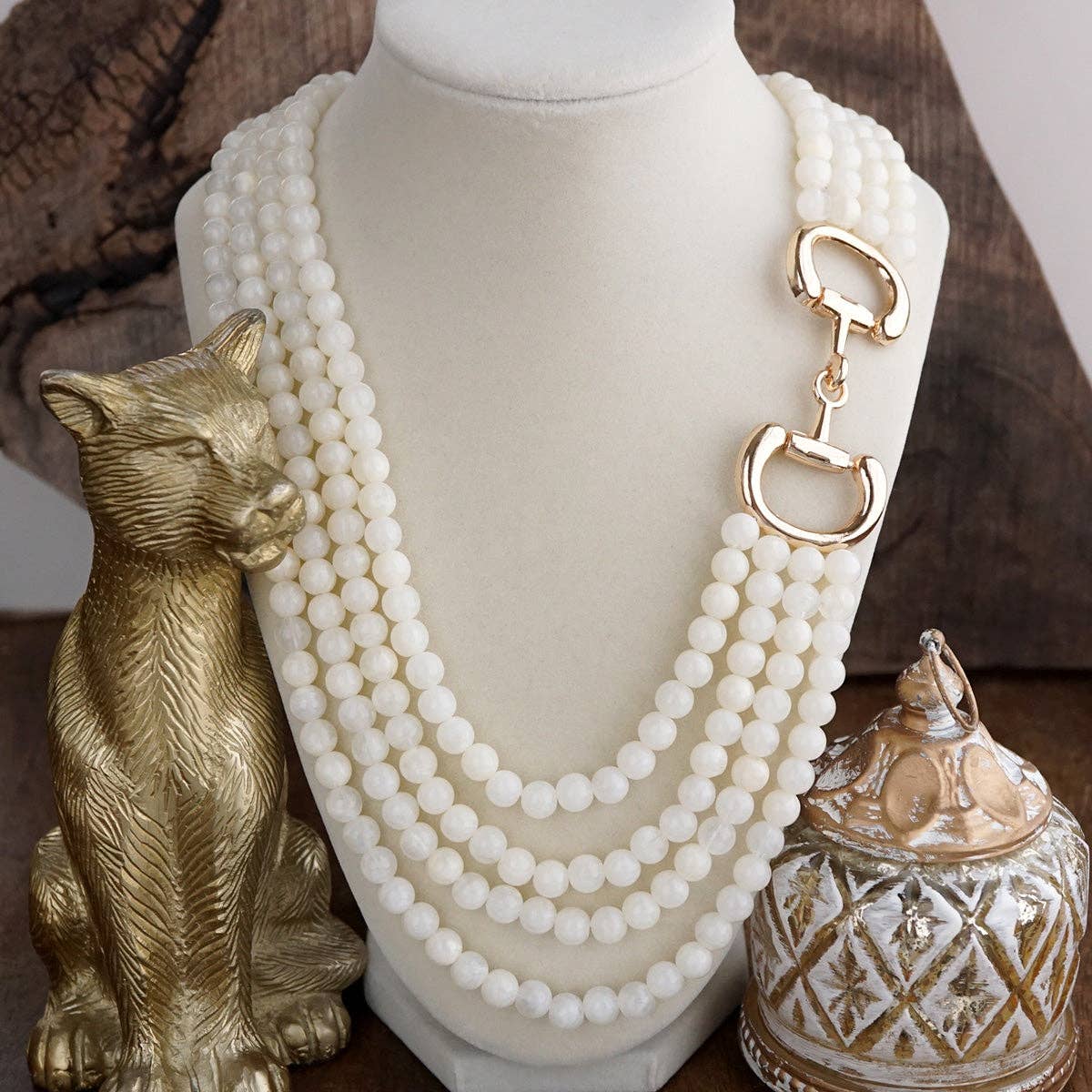 Polished Rider – Multi-Strand Acrylic Bead Horse Bit Necklace